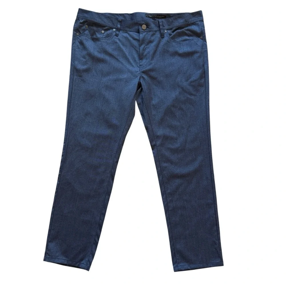 J. Hilburn Pants Mens 40x30 Blue Denim Look Straight Leg 5-Pocket Stretch Wool
